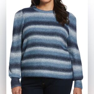 ELLA Rafaella Puff Sleeve Ombré Stripe Sweater, sz 3X